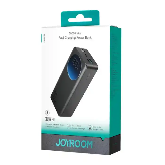 Joyroom JR-PBF03 30000mah Portable Power Bank Digital Display PD 30W Fast Charging Charger with Flashlight